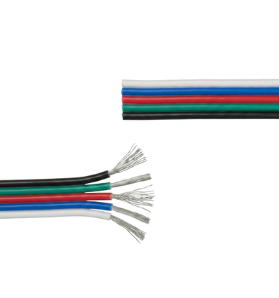10m RGBW Kabel - 5x0,35mm², 12-24V, för LED-strip