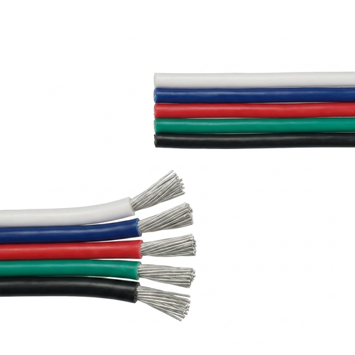 5m 1,2mm² RGBW kabel - 5-ledare (16AWG), 12-24V för LED-strip