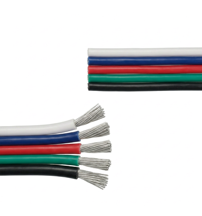 10m 1,2mm² RGBW kabel - 5-ledare (16AWG), 12V-24V för LED-strip