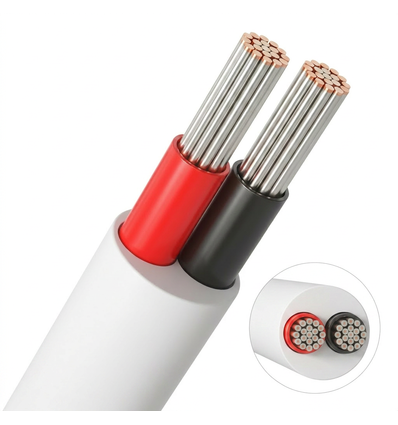5m Kabel röd/svart, vit rund - 2x0,35mm², 12V-24V, för LED-strip