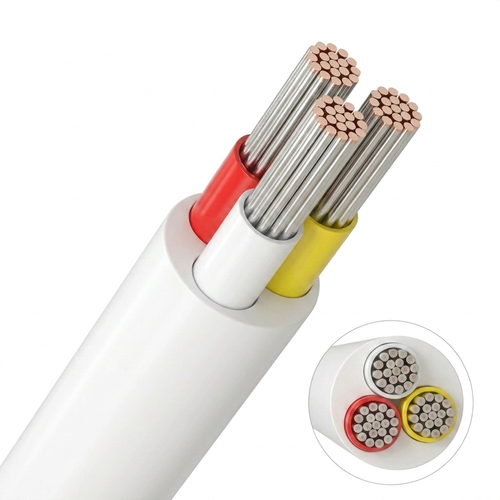 10m CCT-kabel, vit rund - 3x0,35mm², 12V-24V för LED-strip