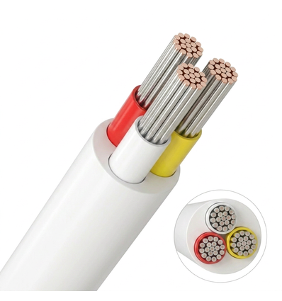 20m CCT-kabel, vit rund - 3x0,35mm², 12V-24V för LED-strip