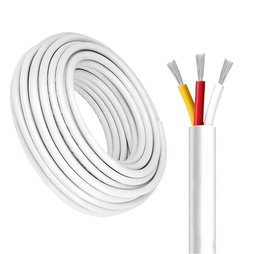 100m CCT-kabel, vit rund - 3x0,35mm², 12V-24V för LED-strip