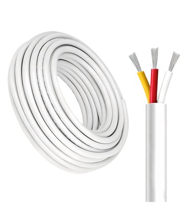 100m CCT-kabel, vit rund - 3x0,35mm², 12V-24V för LED-strip