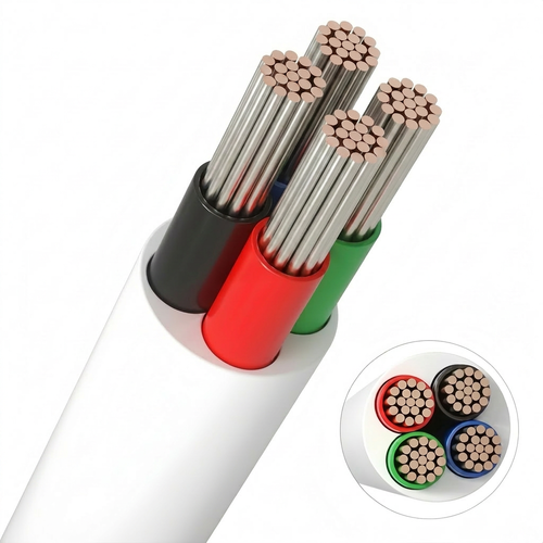 10m RGB-kabel, vit rund - 4x0,35mm², 12V-24V för LED-strip