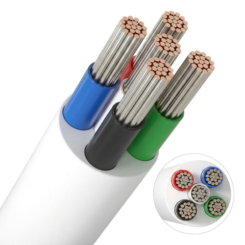 5m RGBW-kabel, vit rund - 5x0,35mm², 12V-24V för LED-strip