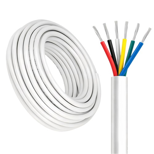 100m RGB+CCT kabel, vit rund - 6x0,35mm², 12V-24V för LED-strip