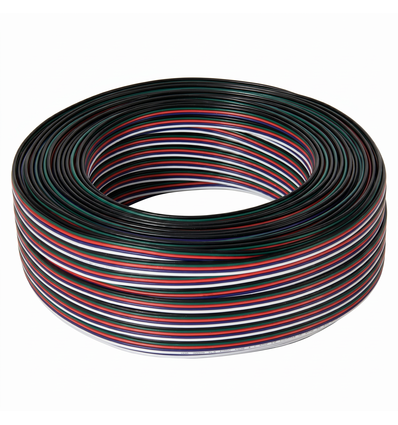 100m 1,2mm² RGBW kabel - 5-ledare (16AWG), 12V-24V för LED-strip