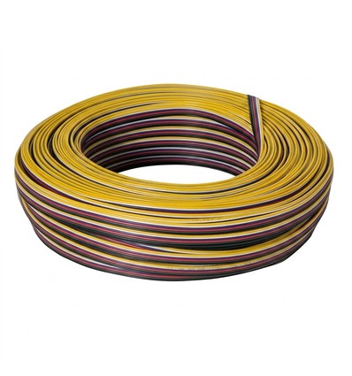 100m 1,2mm² RGBCCT kabel - 6-ledare (16AWG), 12V-24V för LED-strip