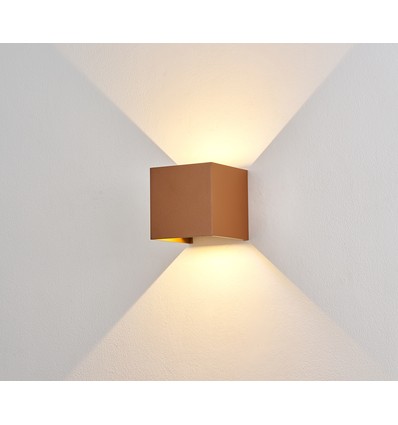 6W Dimbar CUBIC PRO vägglampa - IP65, Cortenfärgad, slinganpassad, justerbar, fyrkantig, upp/ner, inne / ute, inkl. ljuskälla