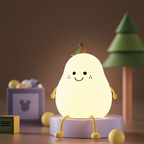 MOCHI Päron Nattlampa för Barn - Silikon, färgskiftande + varmvit