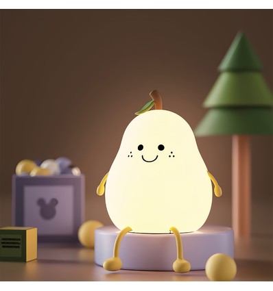 MOCHI Päron Nattlampa för Barn - Silikon, färgskiftande + varmvit