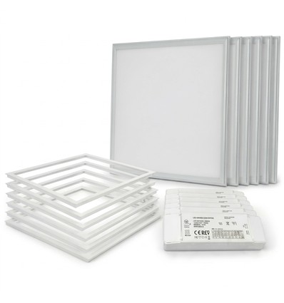 6 st. Troldtekt panel + ram - UGR19, 60x60, dimbar driver