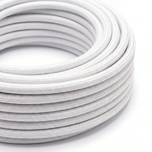 5m Tygkabel 2x0,75 mm², textil - 230V, Vit