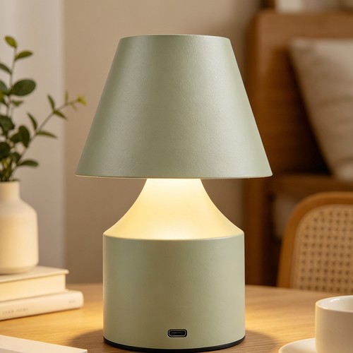 Laddningsbar LED bordslampa - Grön, touch dimbar, 3i1, IP20 inomhus