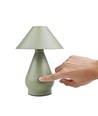 Laddningsbar LED-bordslampa - Grön, Ø16cm, 21,5cm hög, touch dimbar, 3i1, IP20 inomhus