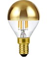 E14 4W dimbar LED-kronlampa med toppförspegling - G45, filament, guld, 2500K