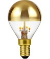 E14 4W dimbar LED-kronlampa med toppförspegling - G45, filament, guld, 2500K