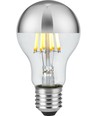 E27 6,5W dimbar LED-klotlampa - Toppförsilvrad, A60, filament, 2500K, silverfinish