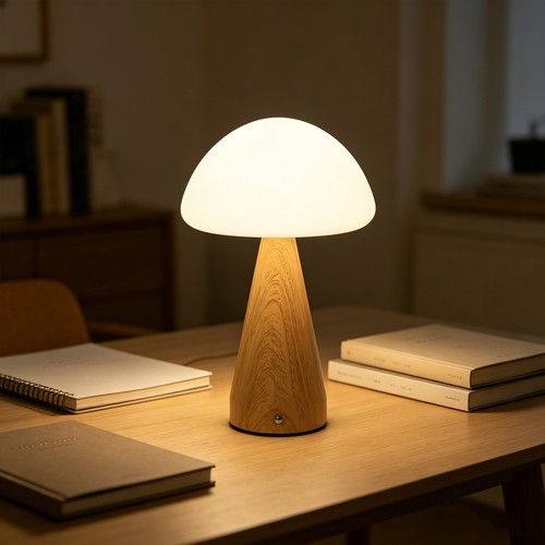 Laddningsbar LED-bordslampa - Trä, touch-dimbar, 3-i-1, IP20 inomhus