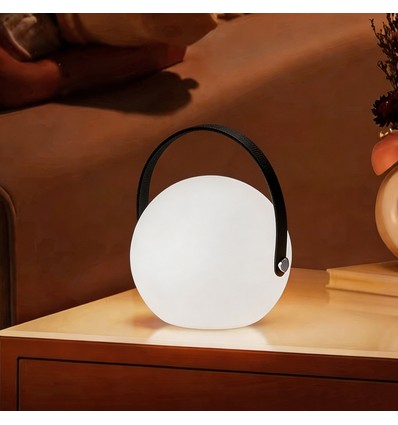 Laddningsbar RGB LED bordslampa Ø13cm - Vit, inkl. fjärrkontroll, IP54 utomhus