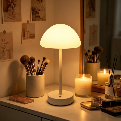 Laddningsbar LED-bordslampa Inne/ute - Vit, touch-dimbar, 3-i-1, IP20 inomhus