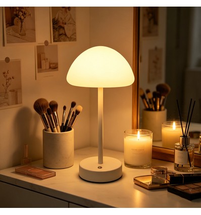 Laddningsbar LED-bordslampa Inne/ute - Vit, touch-dimbar, 3-i-1, IP20 inomhus