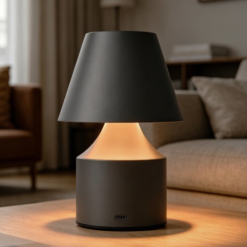 Laddningsbar LED-bordslampa - Grå, touch-dimbar, 3i1, IP20 inomhus
