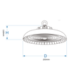 100W Solara LED high bay 190lm/w - IP65, Sosen driver, 0-10V dimbar, 5 års garanti