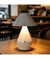 Laddningsbar LED-bordslampa - Vit, Ø16cm, 21,5cm hög, touch-dimbar, 3-i-1, IP20 inomhus