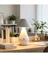 Laddningsbar LED-bordslampa - Vit, Ø16cm, 21,5cm hög, touch-dimbar, 3-i-1, IP20 inomhus