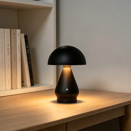 Laddningsbar LED-bordslampa - Svart, Ø15cm, 22cm hög, touch dimbar, 3-i-1, IP20 inomhus