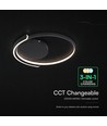 V-Tac 70W LED-taklampa dimbar - CCT 3-i-1, svart, inkl. fjärrkontroll, Ø50cm