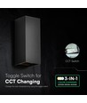 V-Tac 10W LED-vägglampa 3-i-1 - Svart hölje, IP65, upp/ned-ljus, inkl. ljuskälla