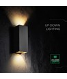 V-Tac 10W LED-vägglampa 3-i-1 - Svart hölje, IP65, upp/ned-ljus, inkl. ljuskälla