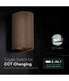 10W LED-vägglampa 3-i-1 - Cortenfärgad finish, IP65, upp/ned-ljus, inkl. ljuskälla