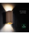 10W LED-vägglampa 3-i-1 - Cortenfärgad finish, IP65, upp/ned-ljus, inkl. ljuskälla