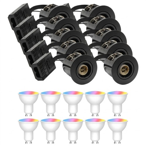 10-pack Zigbee infälld spotlight Inno88 - Inkl. Hue-kompatibla GU10-lampor, svart, IP44, godkänd i isolering