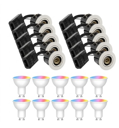 10-pack Wifi downlight Inno88 - Inkl. Smart home GU10 lampor, vit, IP44, godkänd i isolering