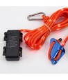 3m orange rep med ljus - karbinhake, max. 80 kg belastning