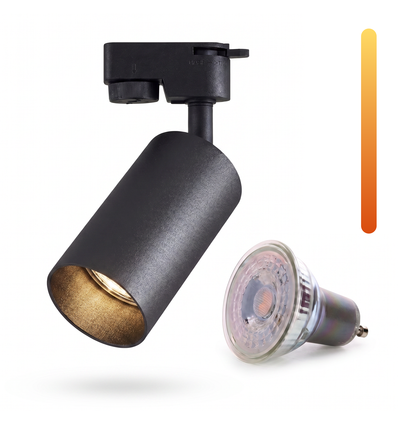 Dim to warm GU10 skenspot - Inklusive 6W Dimtowarm glödlampa, Svart, 1-fas, 1F2W