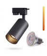 Dim to warm GU10 skenspot - Inklusive 6W Dimtowarm glödlampa, Svart, 1-fas, 1F2W