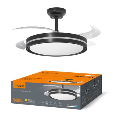 Taklampa m. dold fläkt - RA90, CCT, 60W, svart