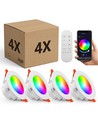 4-pack RGB+CCT Smart Home downlight - 5W LED, Bluetooth, Google Home & Alexa