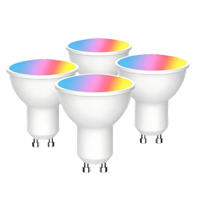 4x GU10 5W Smart Home LED-lampa - Bluetooth, RGB+CCT, Tuya/Smart Life