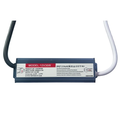 36W / 12V DC strömförsörjning - 3A, IP67 vattentät