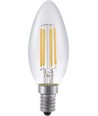 E14 4W dimbar LED-kronlampa - Filament, C35, 370lm, 2500K, klart glas