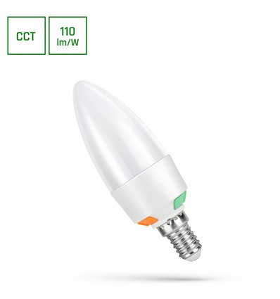E14 6W LED kronljus - C37, CCT, 3-stegs watt-justering, inkl. ljuskälla