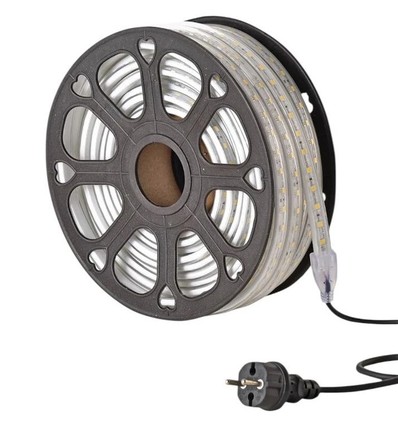 25m arbetsbelysning LED-strip - 230V, IP65, 1500 lm/m, 12W/m, 4000K, Byggbelysning