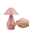 Laddningsbar LED bordslampa - Rosa, Ø16cm, 21,5cm hög, touch dimbar, 3-i-1, IP20 inomhus